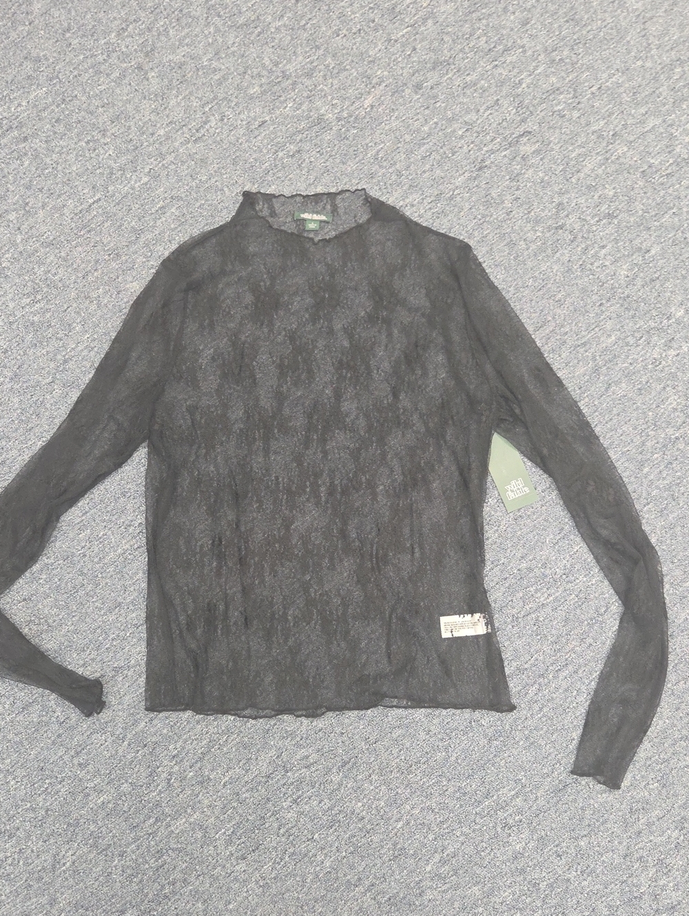 Wild Fable Black Lace Long-Sleeve Tee